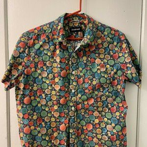 Betabrand Men's "Pollenesian" Short Sleeve Button